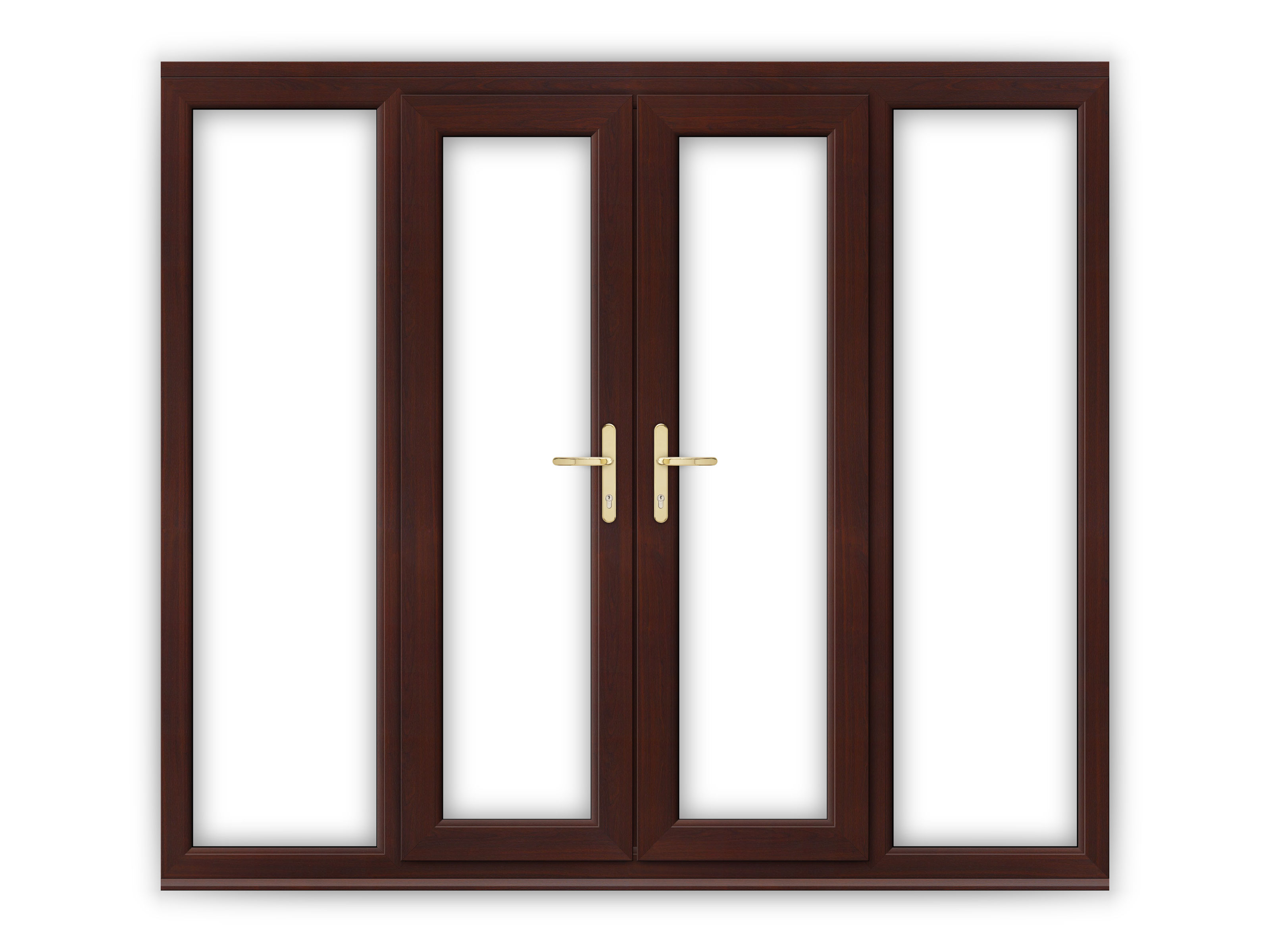4ft Rosewood uPVC French Doors with Wide Side Panels Flying Doors